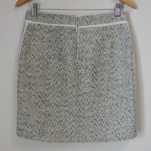 Wool Blend Tweed Pencil Skirt Black Cream White House Black Market Work Office 4 - Picture 8 of 12